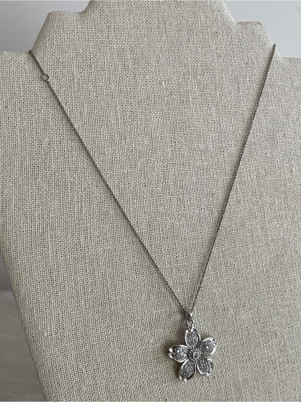 Sterling Silver 925 gemstone Floral Pendant Necklace adjustable chain 18”-20”